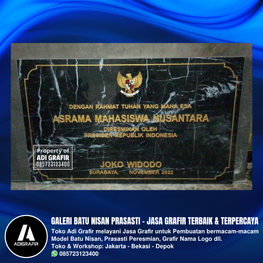 Contoh Prasasti Peresmian
