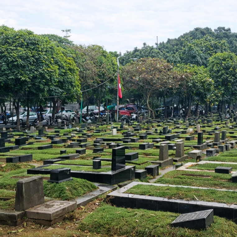Batu nisan di TPU Tanah Kusir Jakarta Selatan